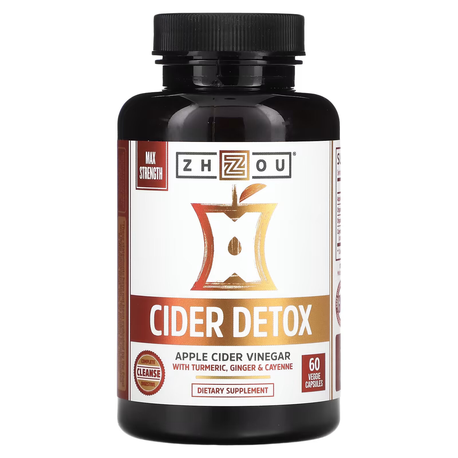 Zhou Nutrition, Cider Detox, 60 растительных капсул zhou nutrition расторопша формула для поддержки печени 450 мг 60 растительных капсул