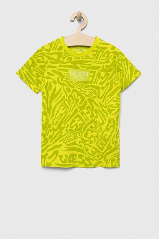 

Детская хлопковая футболка Guess, зеленый