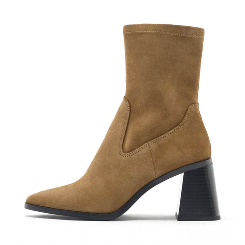 

Ботильоны Zara Split Suede Heeled Ankle, коричневый