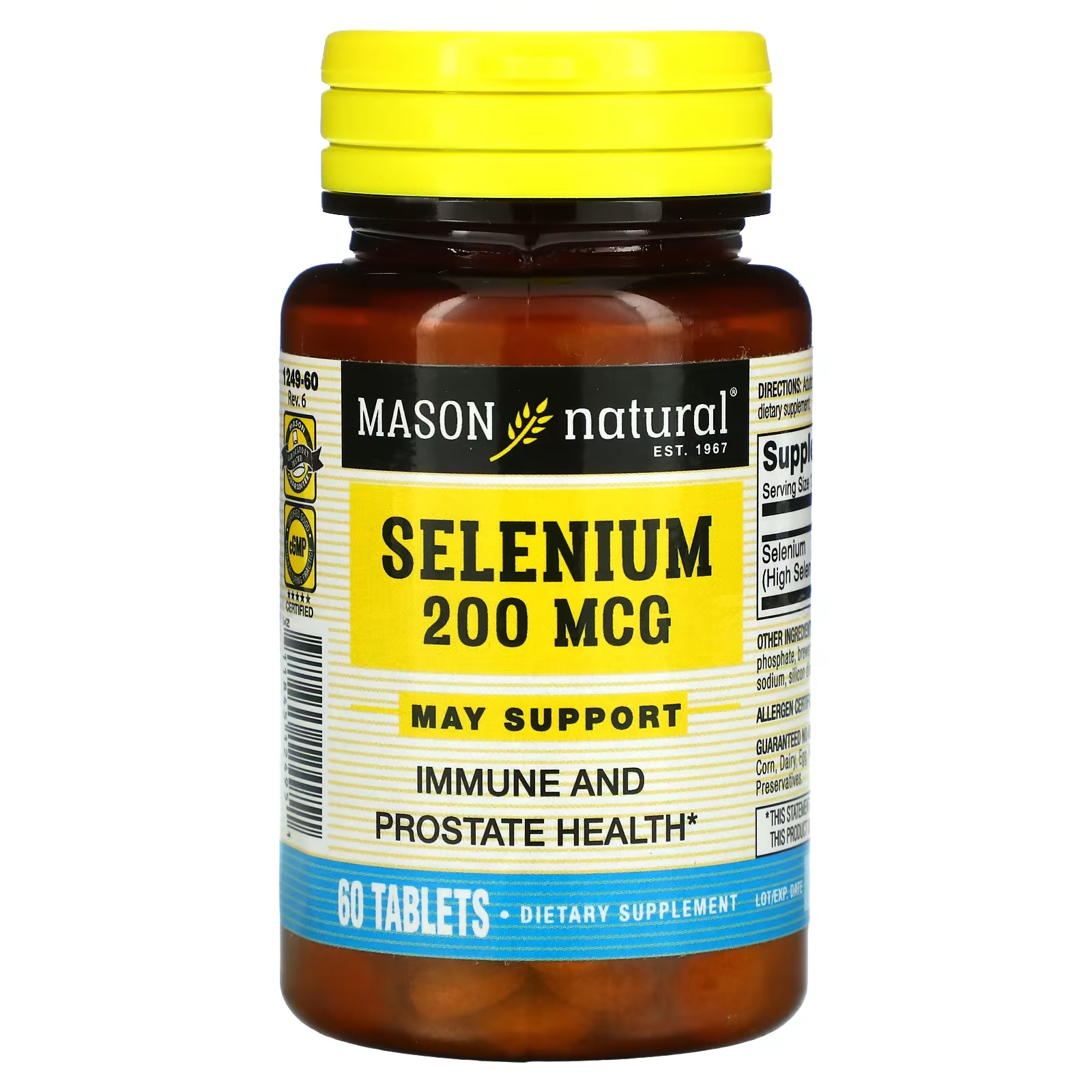 Селен Mason Natural, 60 таблеток mason natural витамины e c и бета каротин 60 таблеток
