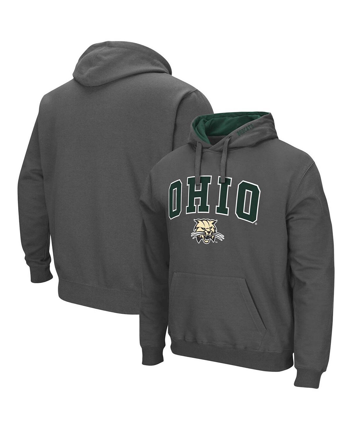 

Мужская темно-серая толстовка с капюшоном и логотипом ohio bobcats arch Colosseum, мульти