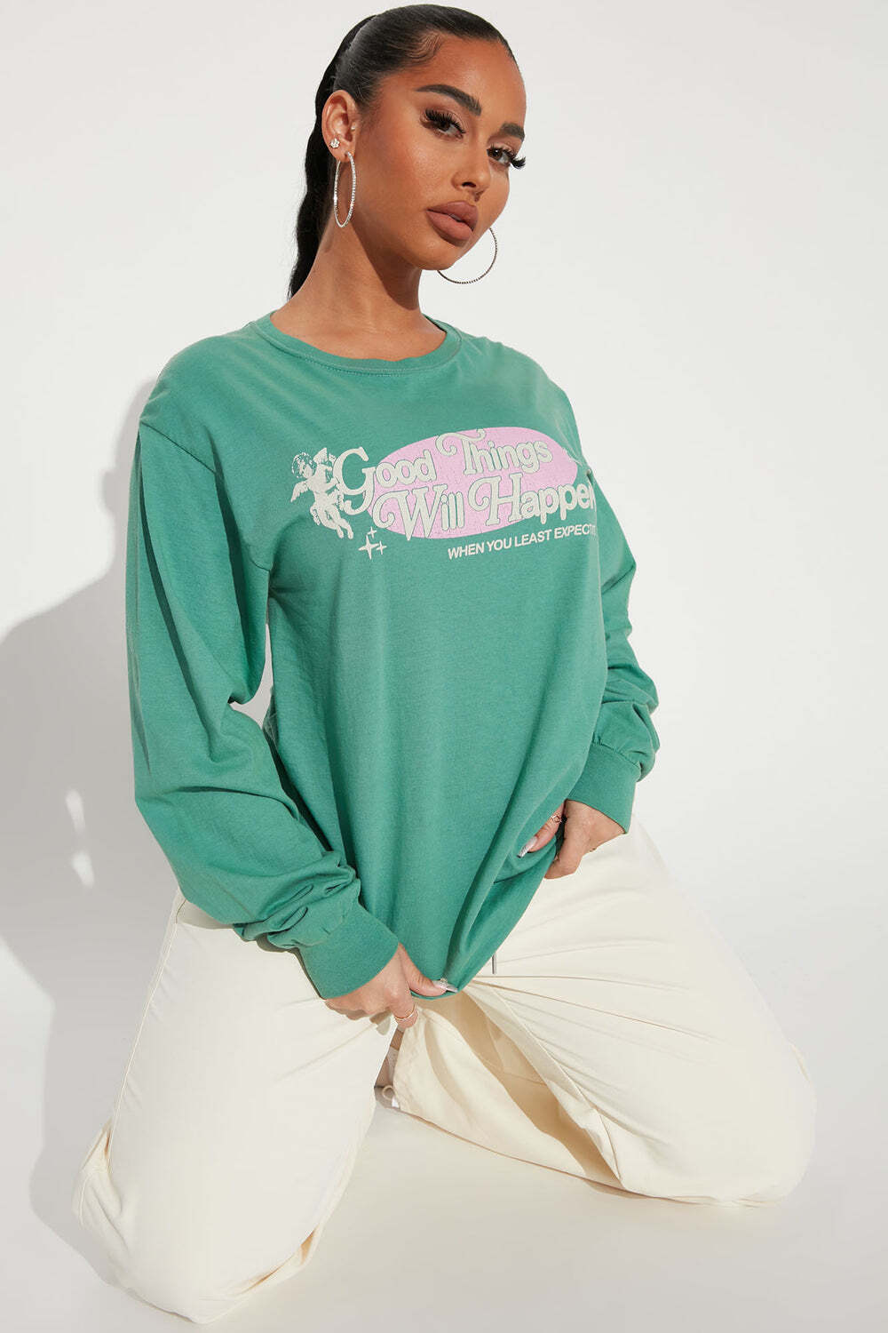 

Футболка Fashion Nova WM12000LS, зеленый