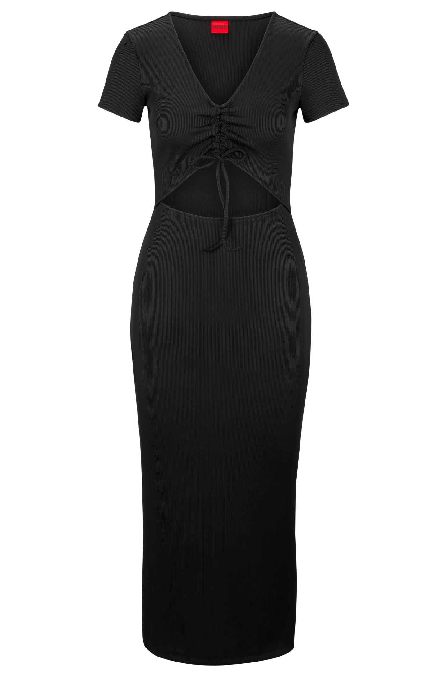 Платье Hugo Midi-length Jersey With Cut-out Detail, черный
