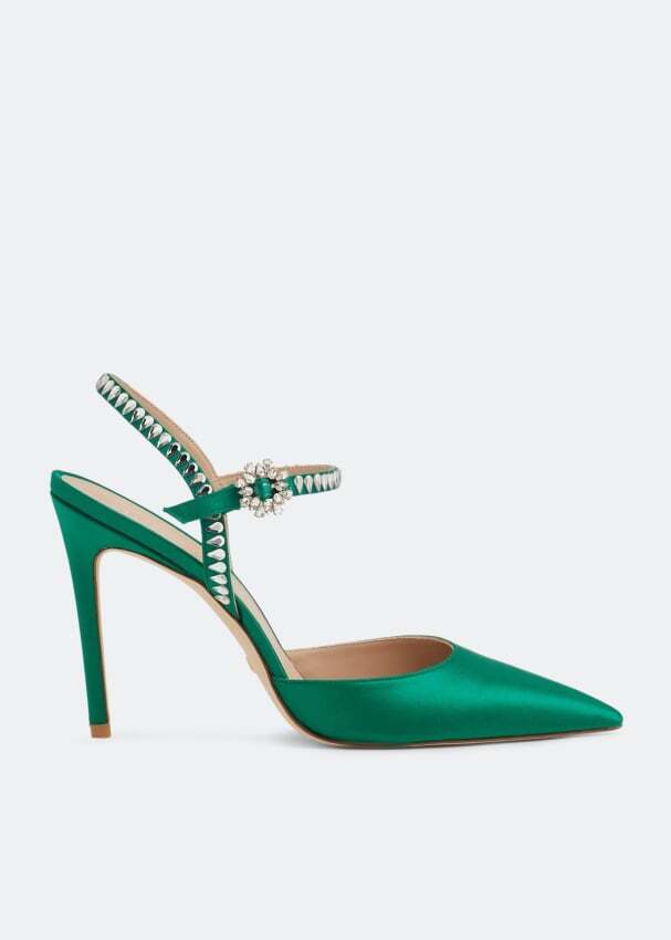 

Туфли STUART WEITZMAN Gemcut 100 ankle strap pumps, зеленый