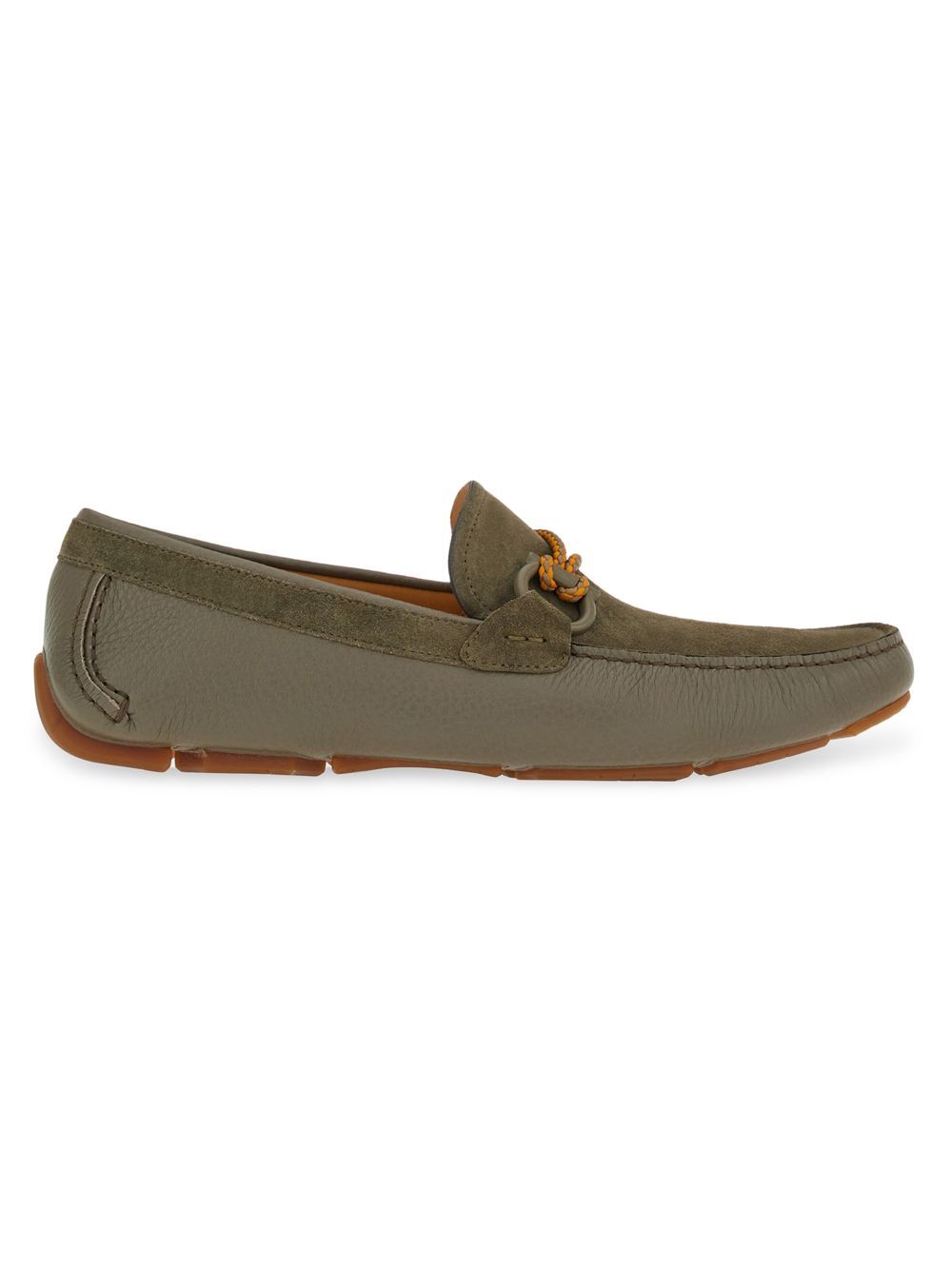 

Мокасины Front 4 из замши и кожи для вождения FERRAGAMO, оливковый