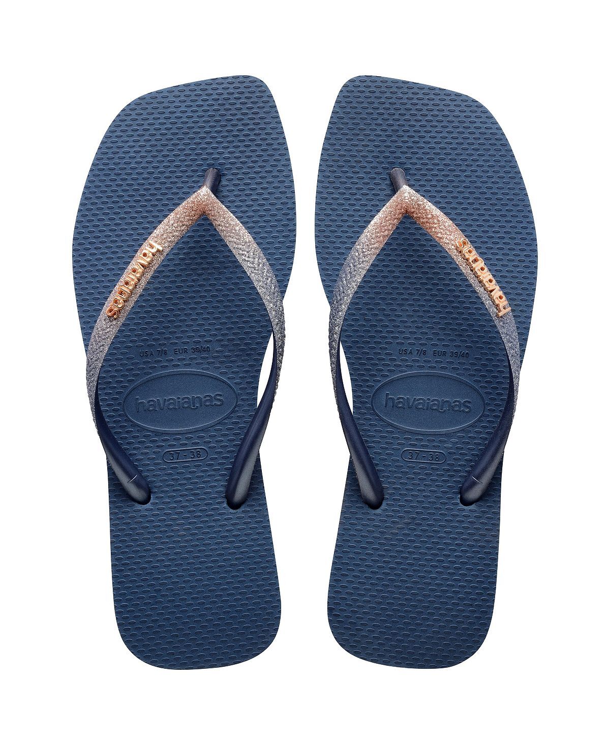 

Женские узкие квадратные сандалии с блестками Havaianas