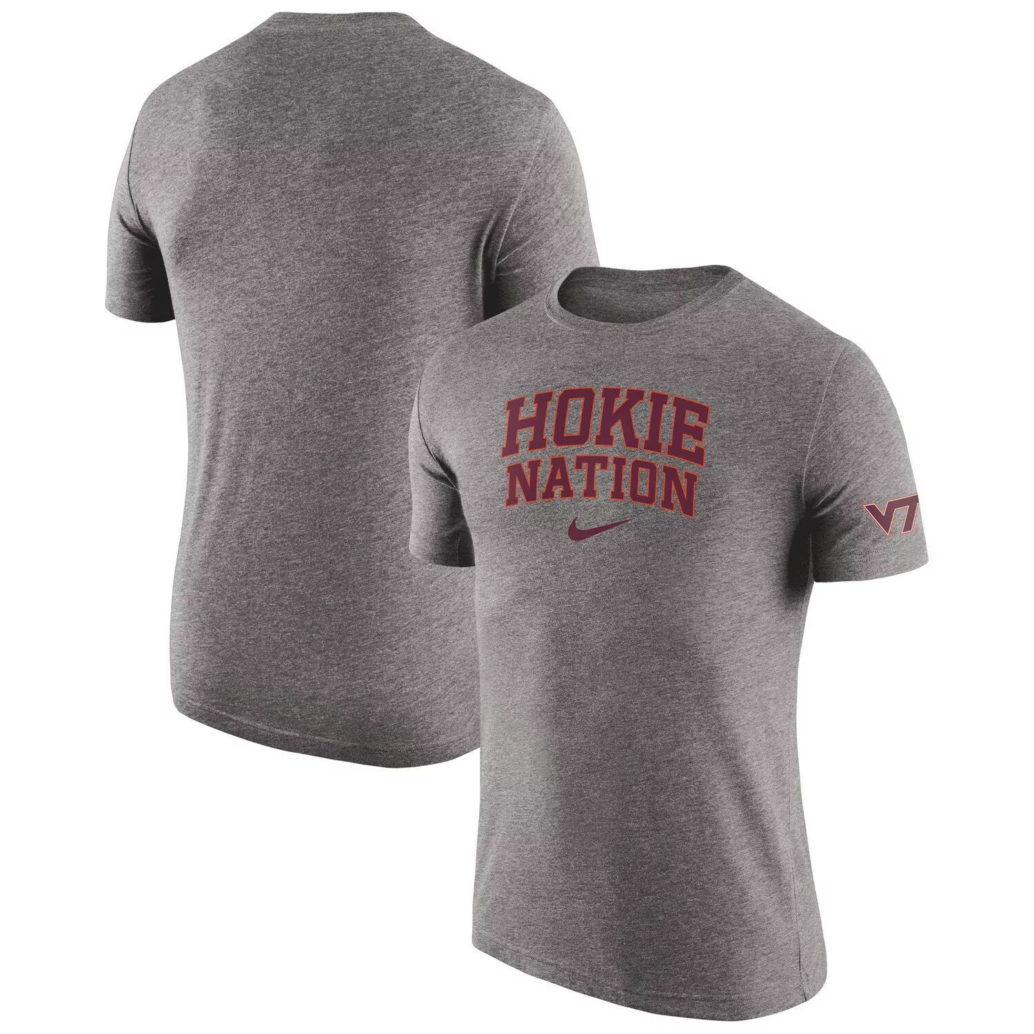 

Мужская серая футболка Virginia Tech Hokies 2-Hit Tri-Blend Nike, Серый