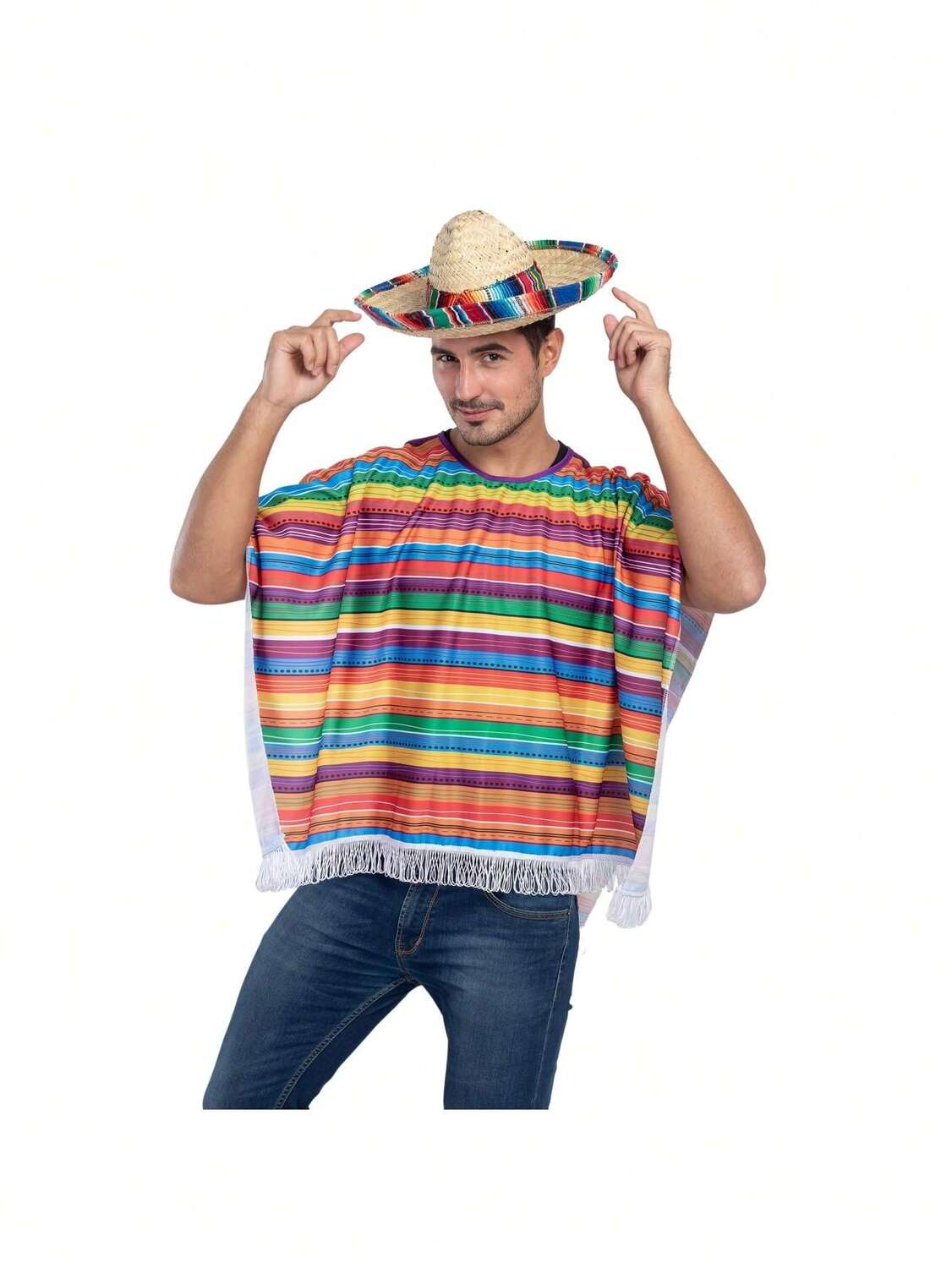 Syncfun Cinco De Mayo Fiesta Serape Poncho Костюм для взрослых и детей Фиеста, многоцветный