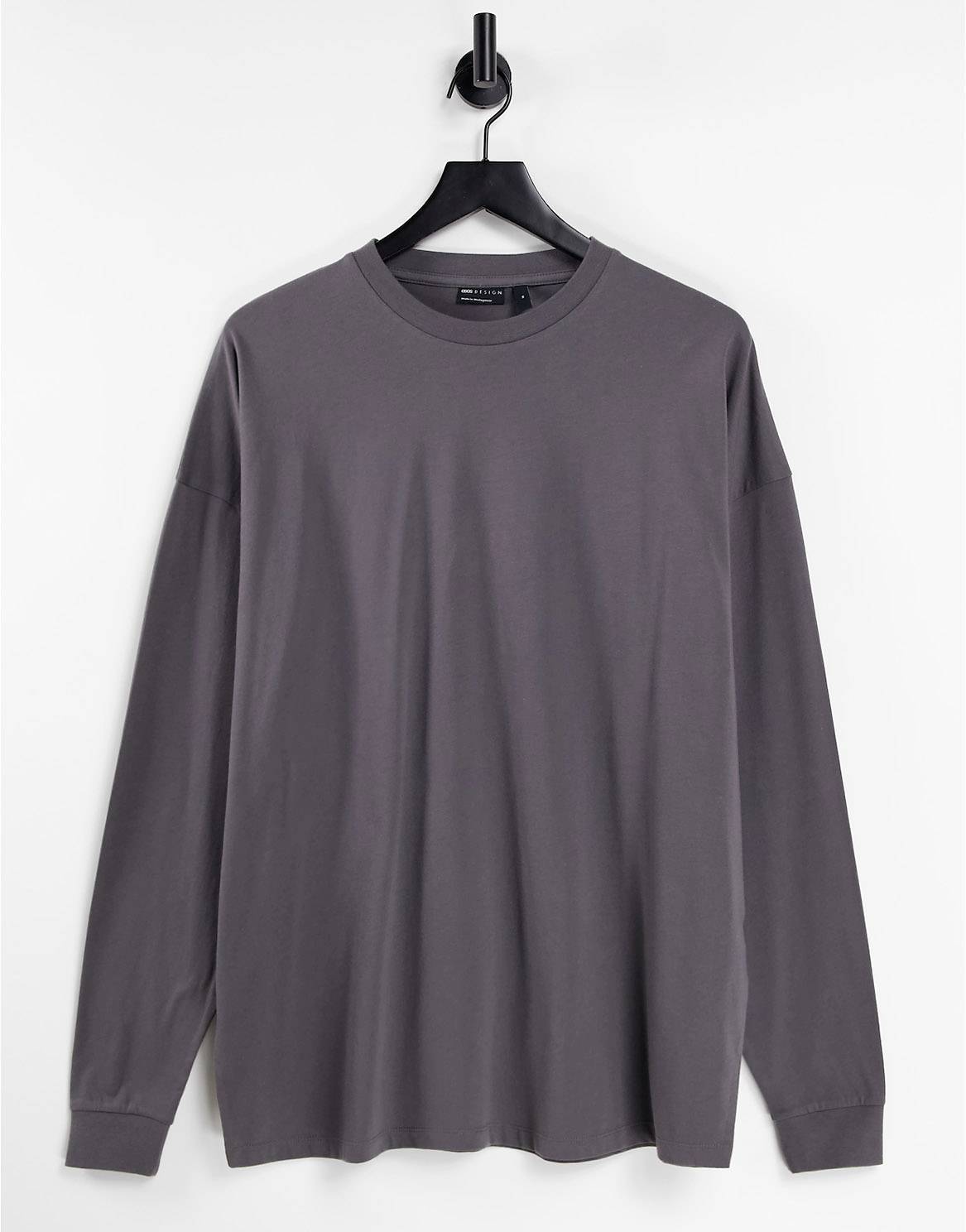 

Выбеленная черная футболка с длинными рукавами ASOS DESIGN Cotton Blend - BLACK