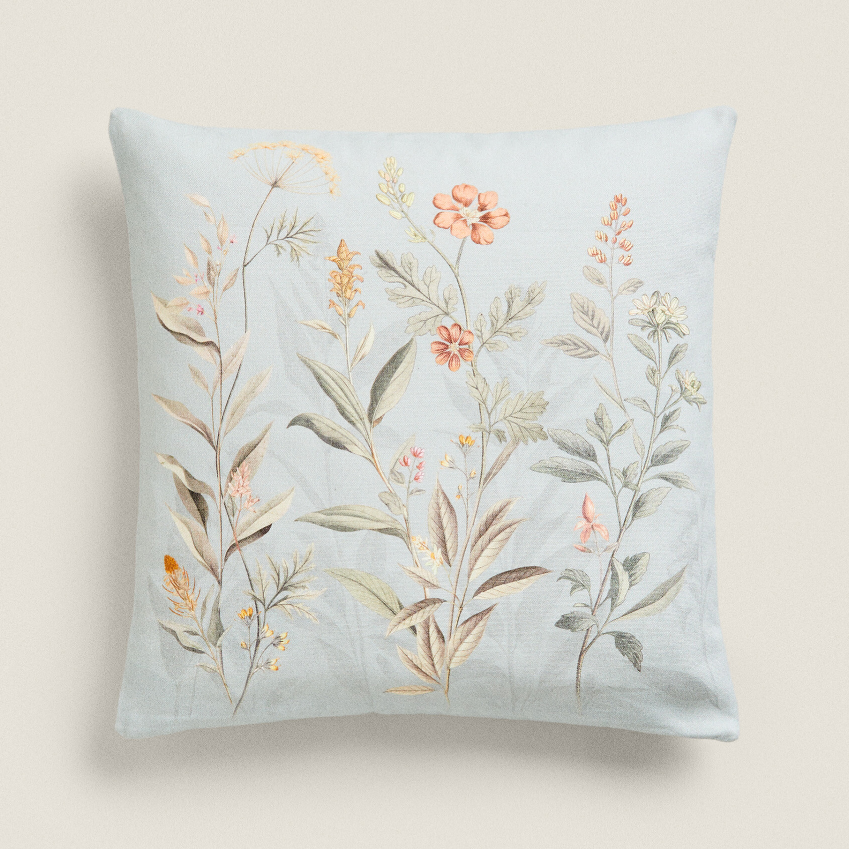 Чехол для подушки Zara Home Floral Print, голубой/мультиколор