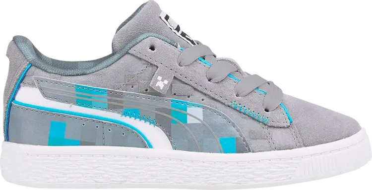 Кроссовки Puma Minecraft x Suede Little Kid Diamond Block, серый