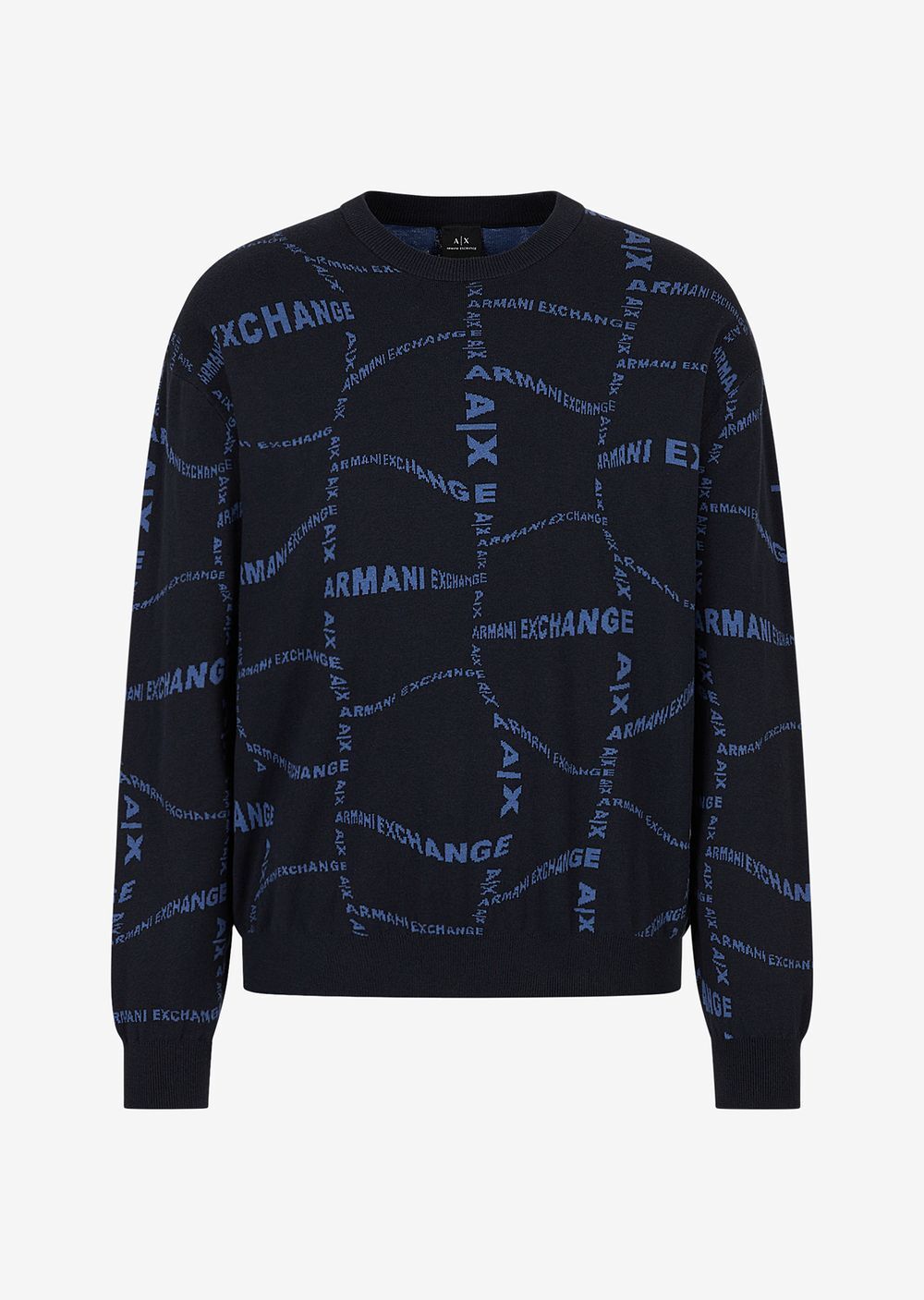 

Свитер с высоким воротником из смесового хлопка Armani Exchange, синий