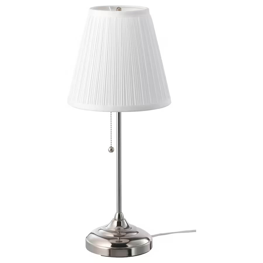 Настольная лампа Ikea Arstid, никелированный/белый настольная лампа абажур тканевые абажуры маленькие искусственные простые прочные льняные износостойкие для ежедневного использования