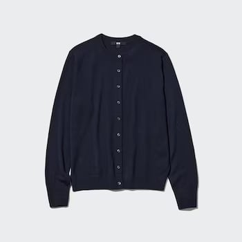 

Кардиган Uniqlo Extra Fine Merino Crew Neck, темно-синий