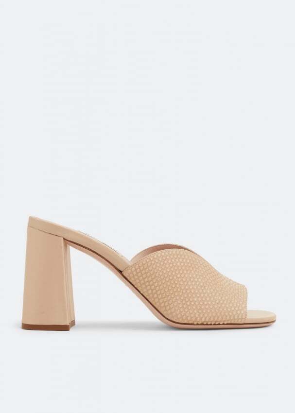 

Сандалии MIU MIU Crystal satin sandals, бежевый