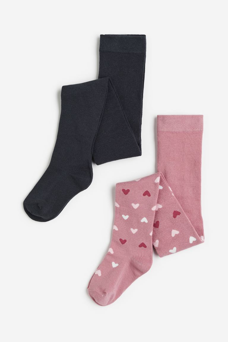 Набор из 2 пар колготок H&M Hearts Fine-knit, розовый/черный
