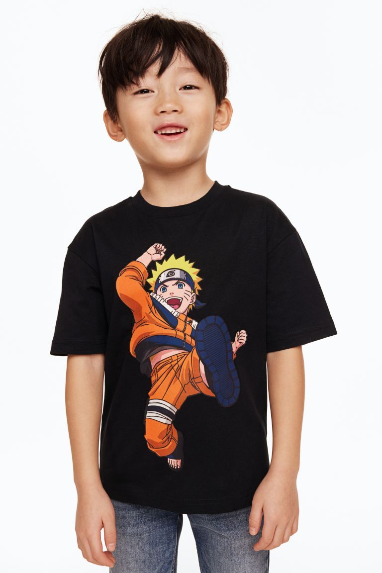

Футболка оверсайз с принтом H&M, черный/наруто