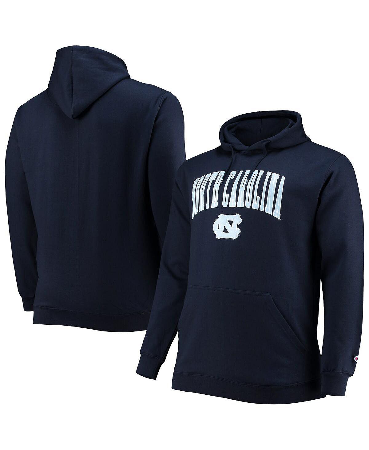 Мужские темно-синие туфли на высоком каблуке north carolina tar heels big and tall arch over logo powerblend pullover hoodie Champion, синий