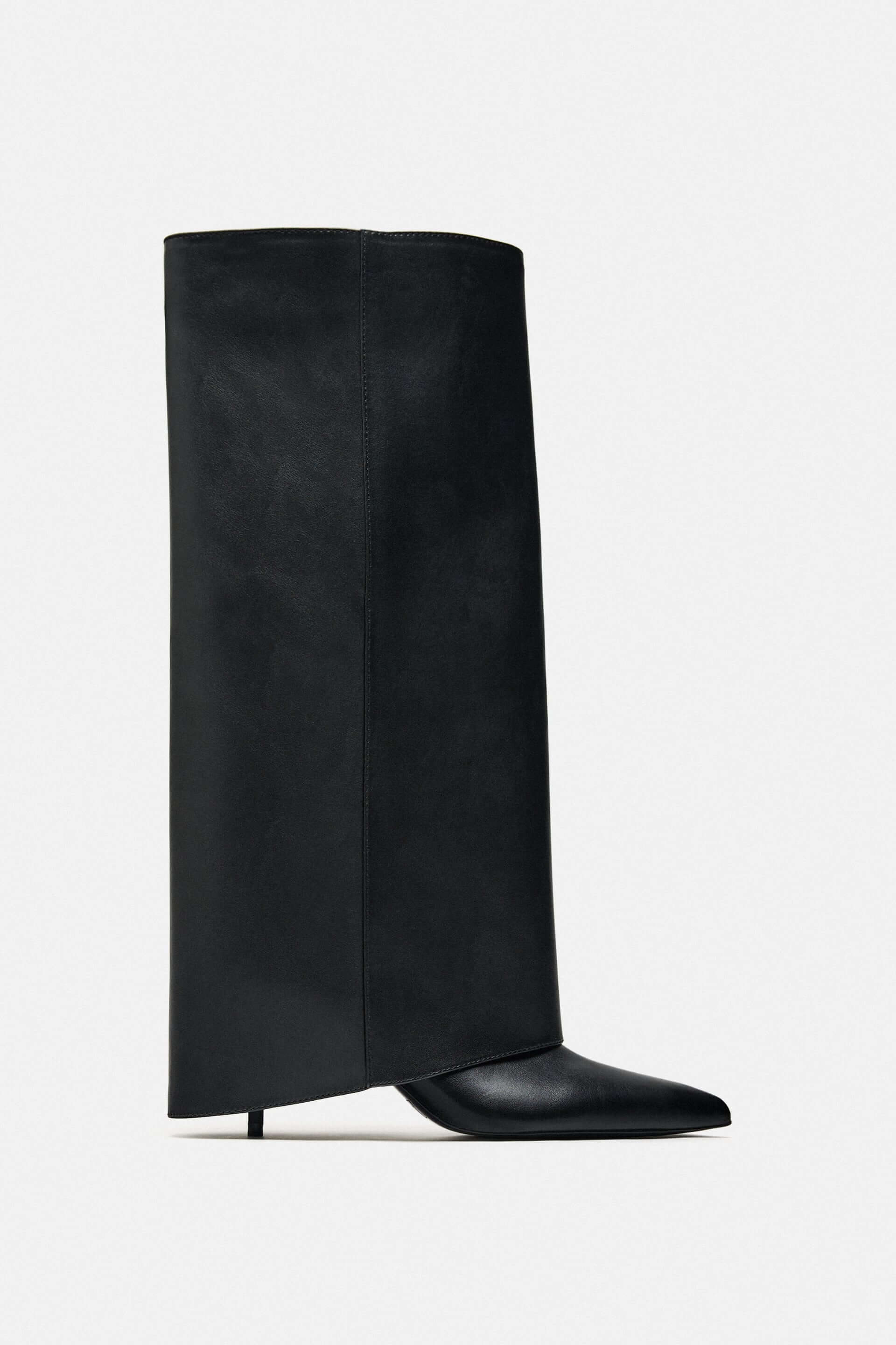 Сапоги-гетры Zara High-heel Footed, черный сапоги zara leather chunky heel knee high чёрный