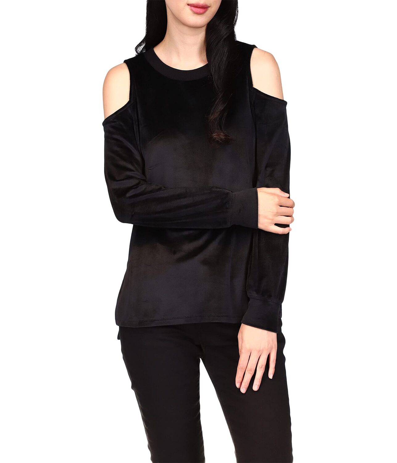 

Худи MICHAEL Michael Kors, Cold-Shoulder Velour Sweatshirt, Черный