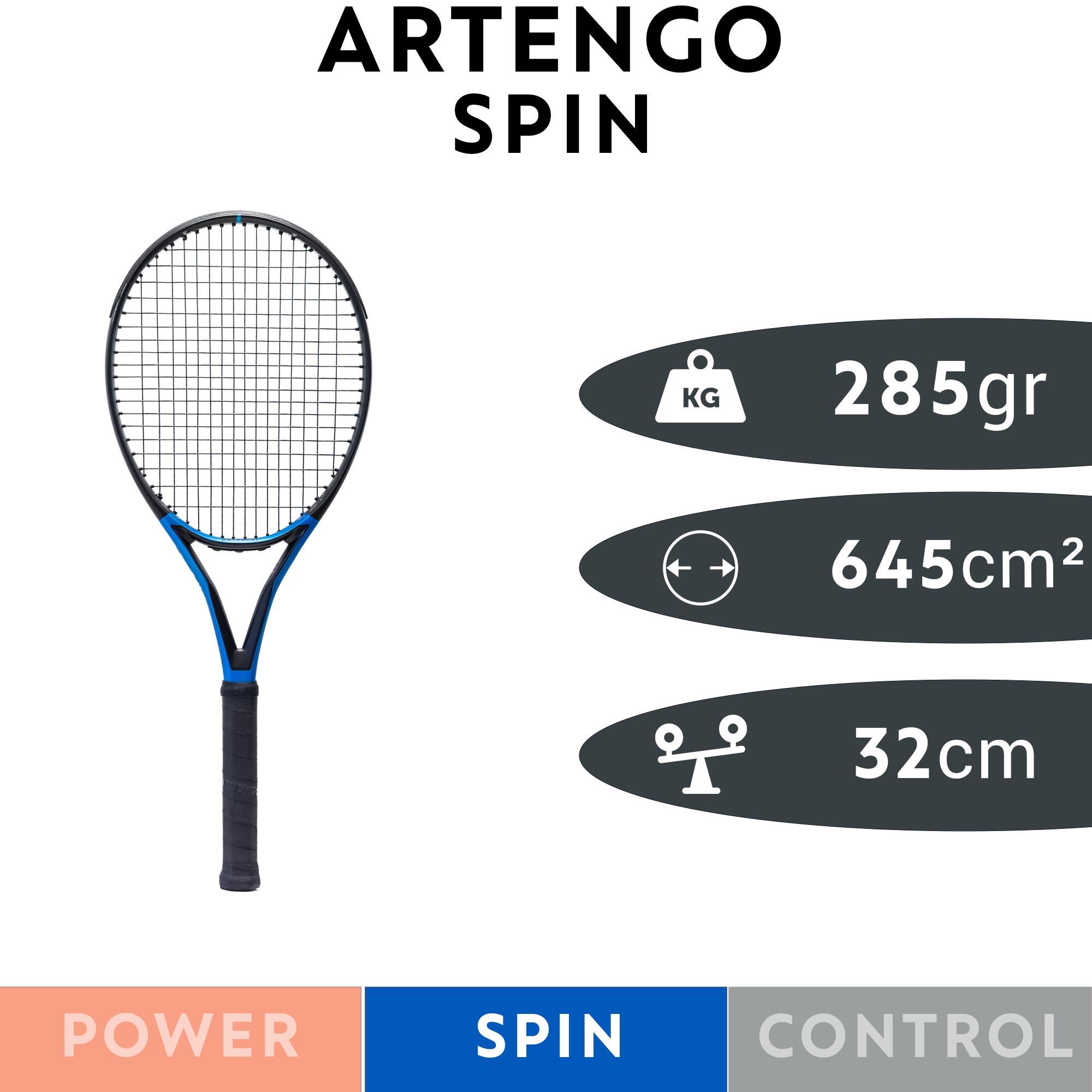 Теннисная ракетка для взрослых - TR930 Spin Black Blue 285 г ARTENGO, черный/кобальт