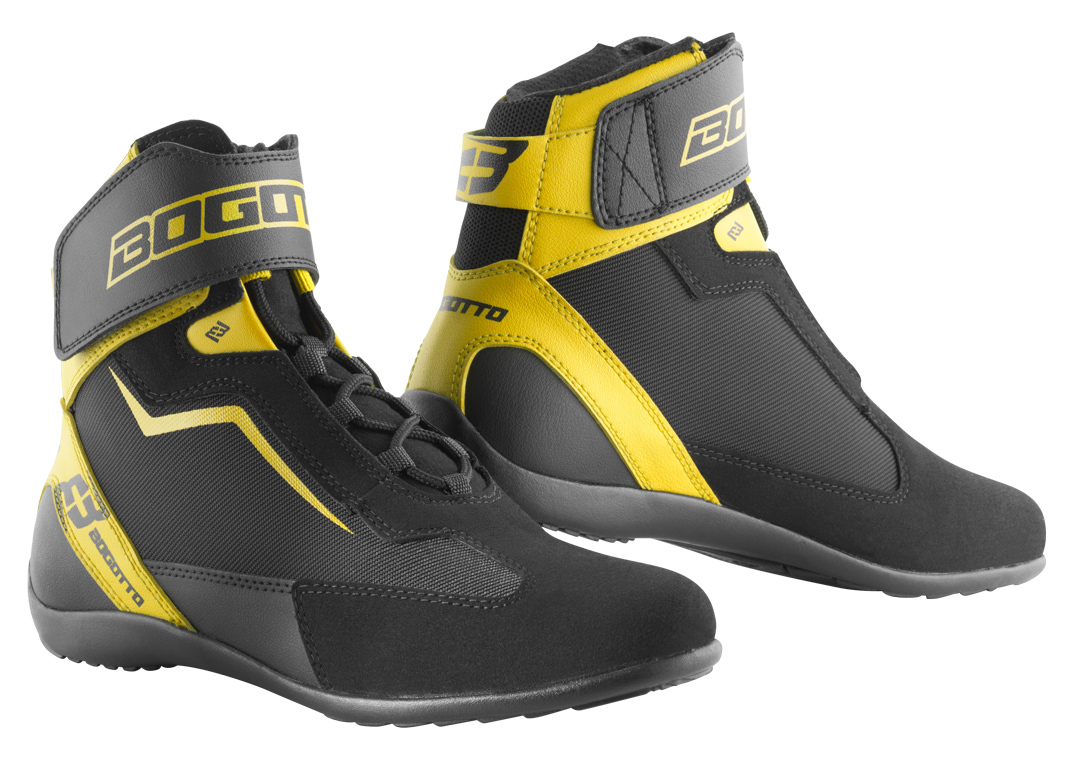 Мотоциклетные ботинки Bogotto Mix с укреплением на лодыжке, черный/желтый
