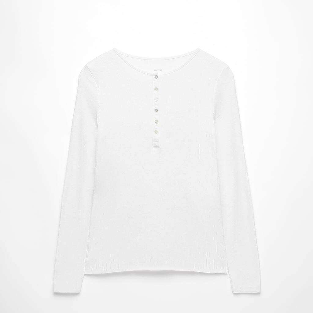 

Футболка OYSHO Long-sleeved Cotton, белый