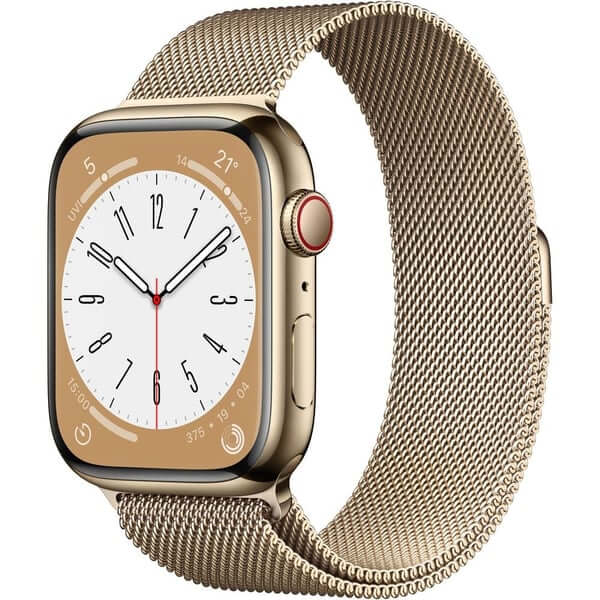 Умные часы Apple Watch Series 8 (GPS+ Cellular), 45 мм, Gold Stainless Steel Case/Gold Milanese Loop - One Size умные часы apple watch series 8 gps 45 мм серебристый белый