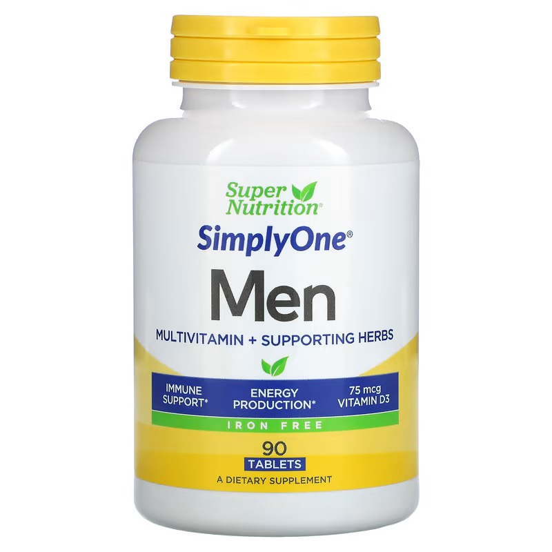 Мультивитамины Super Nutrition для мужчин без железа, 90 таблеток super nutrition simplyone мультивитамины и поддерживающие травы для мужчин 90 таблеток
