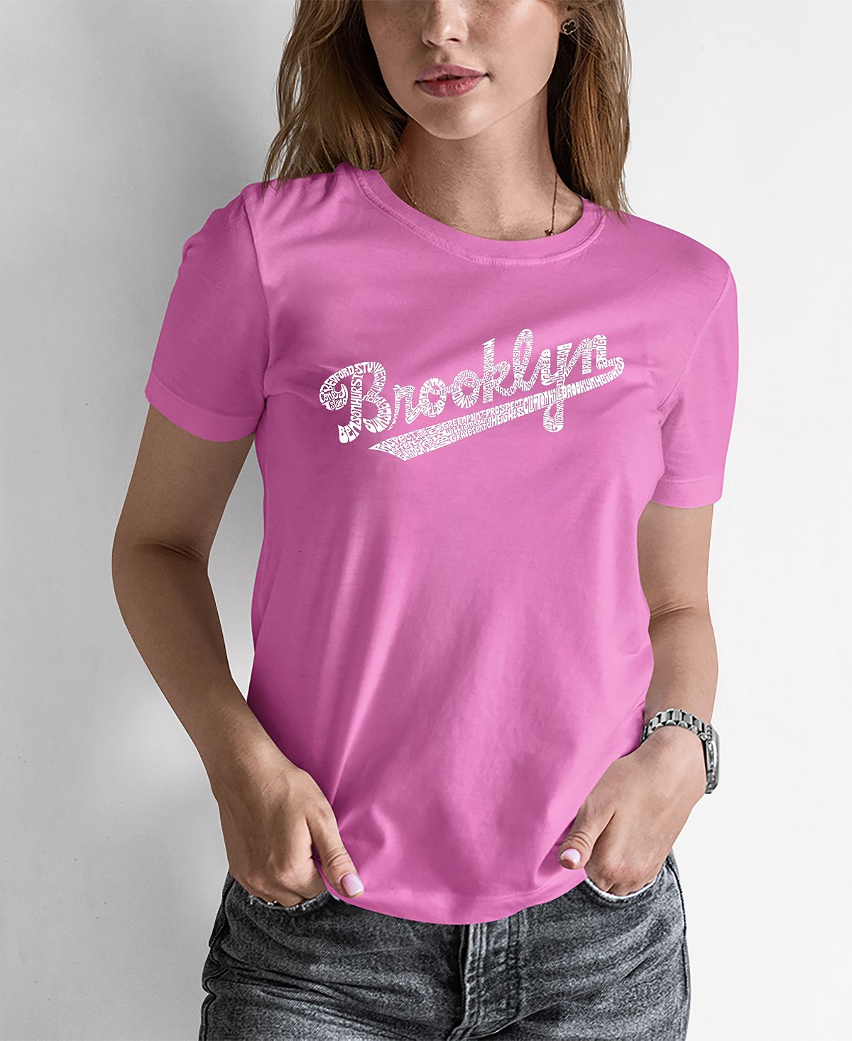 Женская футболка word art brooklyn neighborhoods LA Pop Art, розовый женская футболка word art кошка la pop art розовый