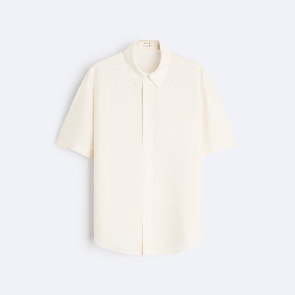 Рубашка Zara Viscose - Silk, кремовый рубашка zara kids oversized checked кремовый бирюзовый