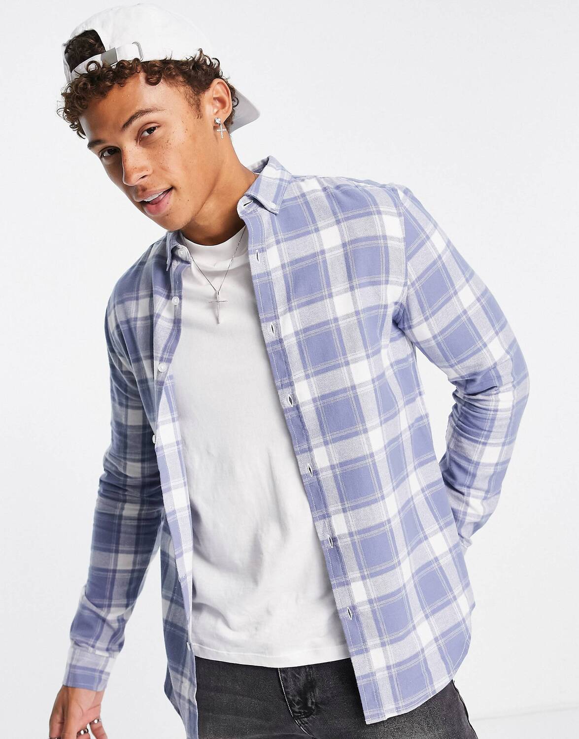 

Синяя клетчатая рубашка ASOS DESIGN