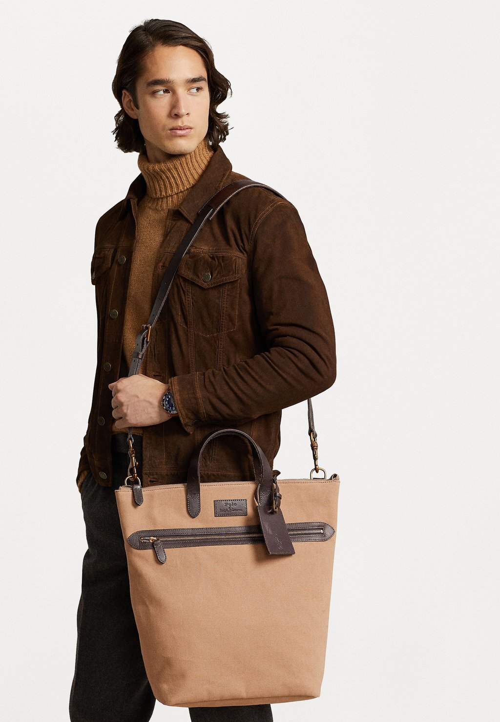 

Сумка WORK TOTE MEDIUM Polo Ralph Lauren, цвет tan/dark brown