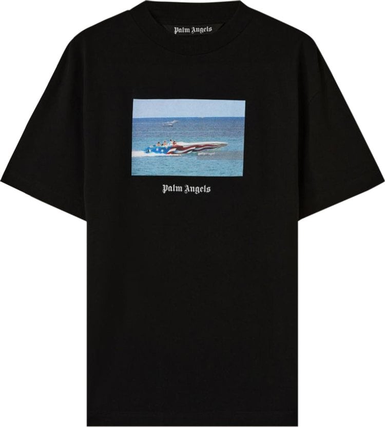 Футболка Palm Angels Getty Speedboat Tee 'Black/White', черный - фото