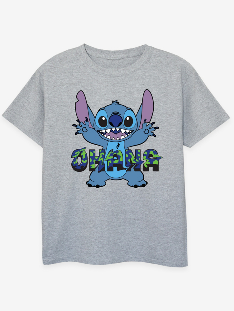 

Детская серая футболка NW2 Disney Lilo & Stitch Ohana Glitch George., серый