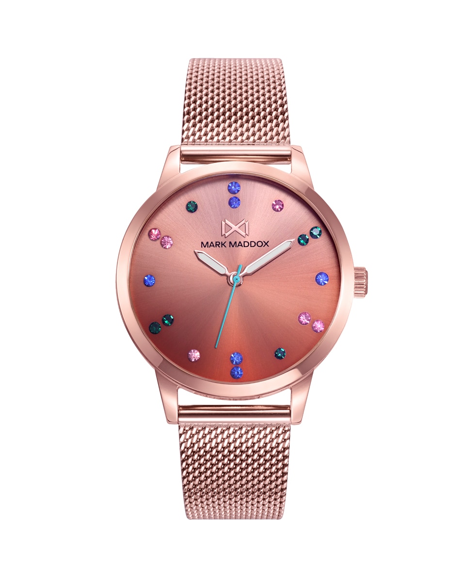 Женские часы Tooting с тремя стальными стрелками и миланской сеткой, розовая IP Mark Maddox, розовый