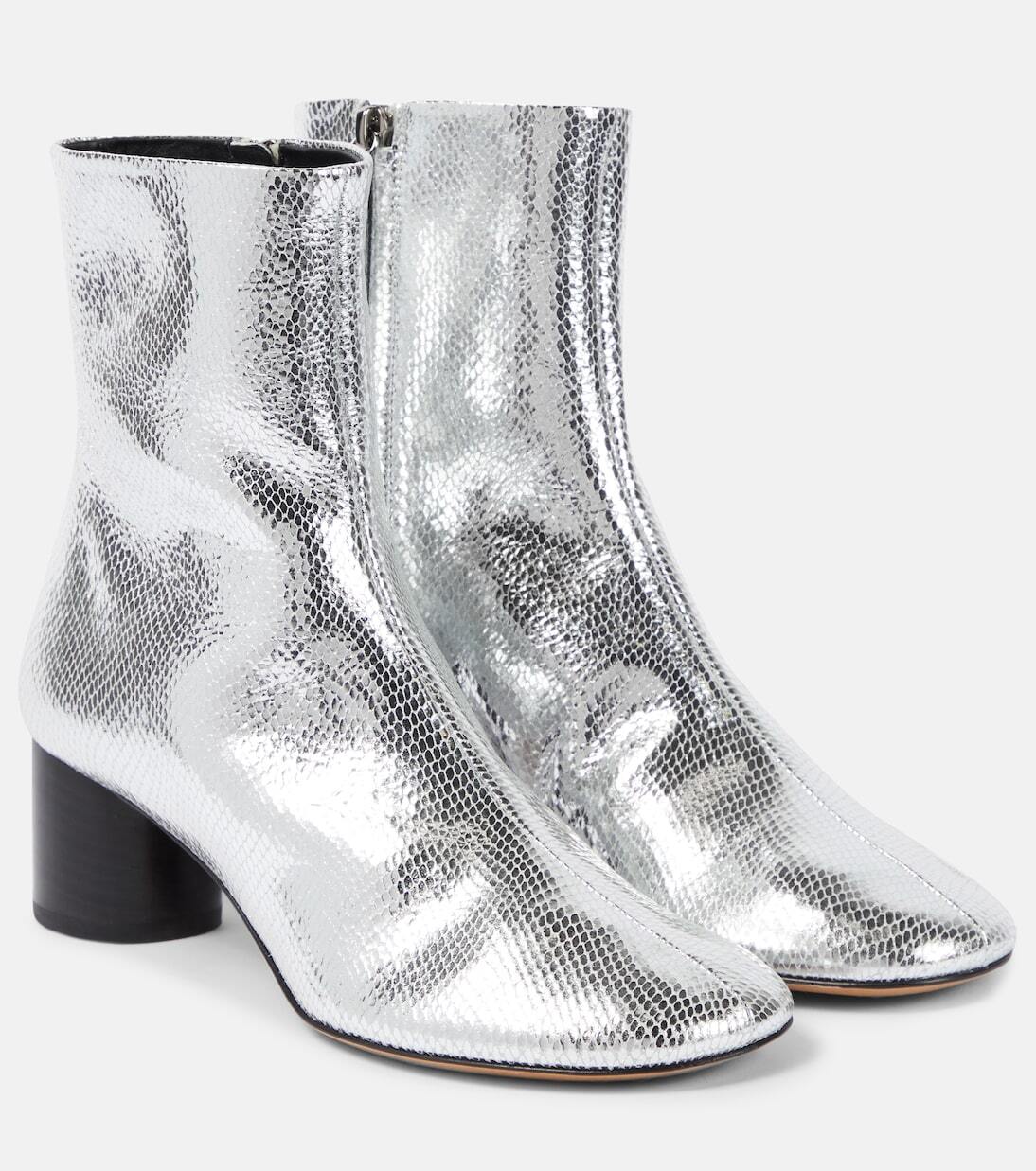 

Кожаные ботильоны laeden Isabel Marant, серебряный, Серый, Кожаные ботильоны laeden Isabel Marant, серебряный
