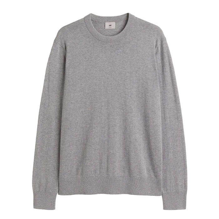 

Джемпер H&M Slim Fit Cashmere-Blend, серый меланж