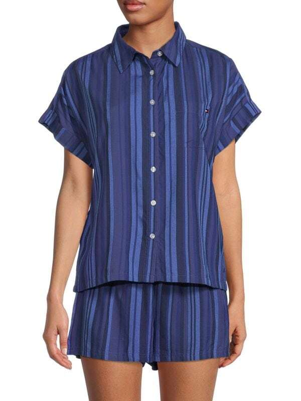 

Комплект Tommy Hilfiger из трех частей: майка, рубашка и шорты, голубой
