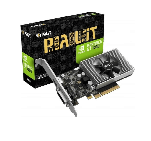 Видеокарта Palit NVIDIA GeForce GT 1030, PA-GT1030 2GD4, 2ГБ, DDR4, Low Profile, Ret NEC103000646-1082F - фото