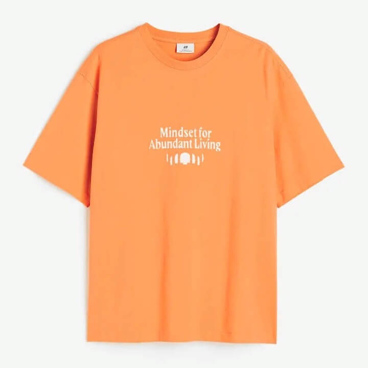 

Футболка с принтом H&M Mindset Relaxed Fit, светло-оранжевый