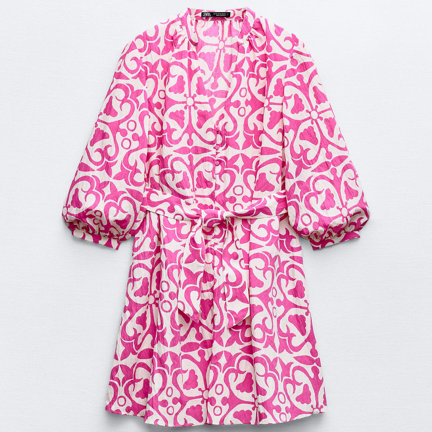 Платье Zara Short Printed, белый/розовый