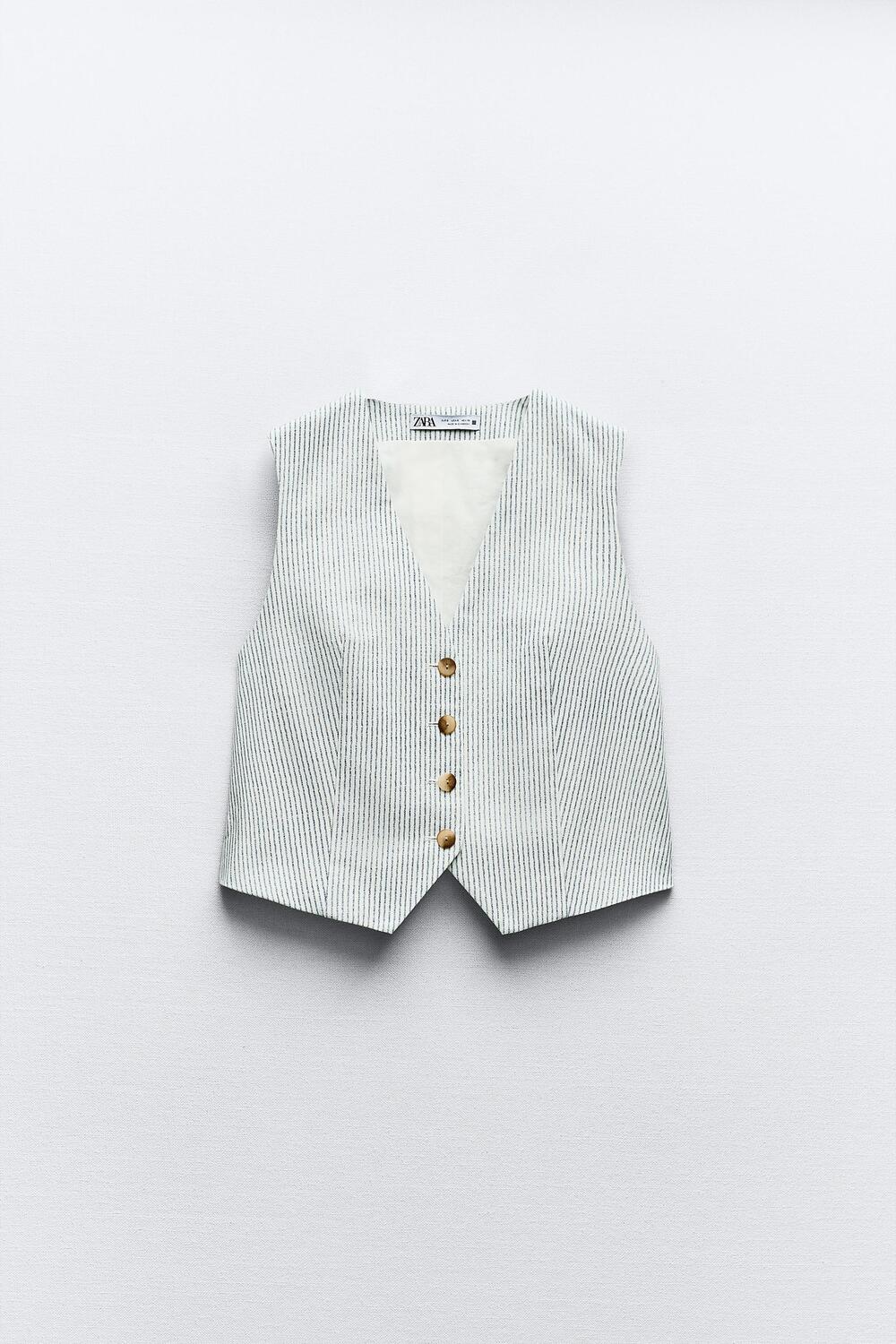 

Жилет джинсовый Zara Striped Denim, синий/белый