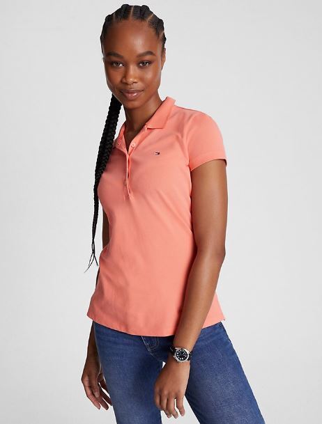 

Футболка-поло Tommy Hilfiger Slim Fit, светло-красный