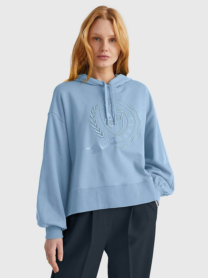 

Худи Tommy Hilfiger Oversized Fit Crest Logo, синий