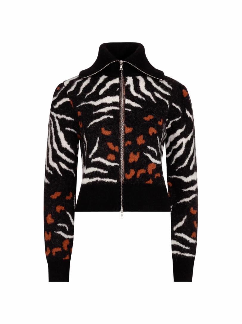 

Жаккардовый кардиган на молнии Dries Van Noten, Черный