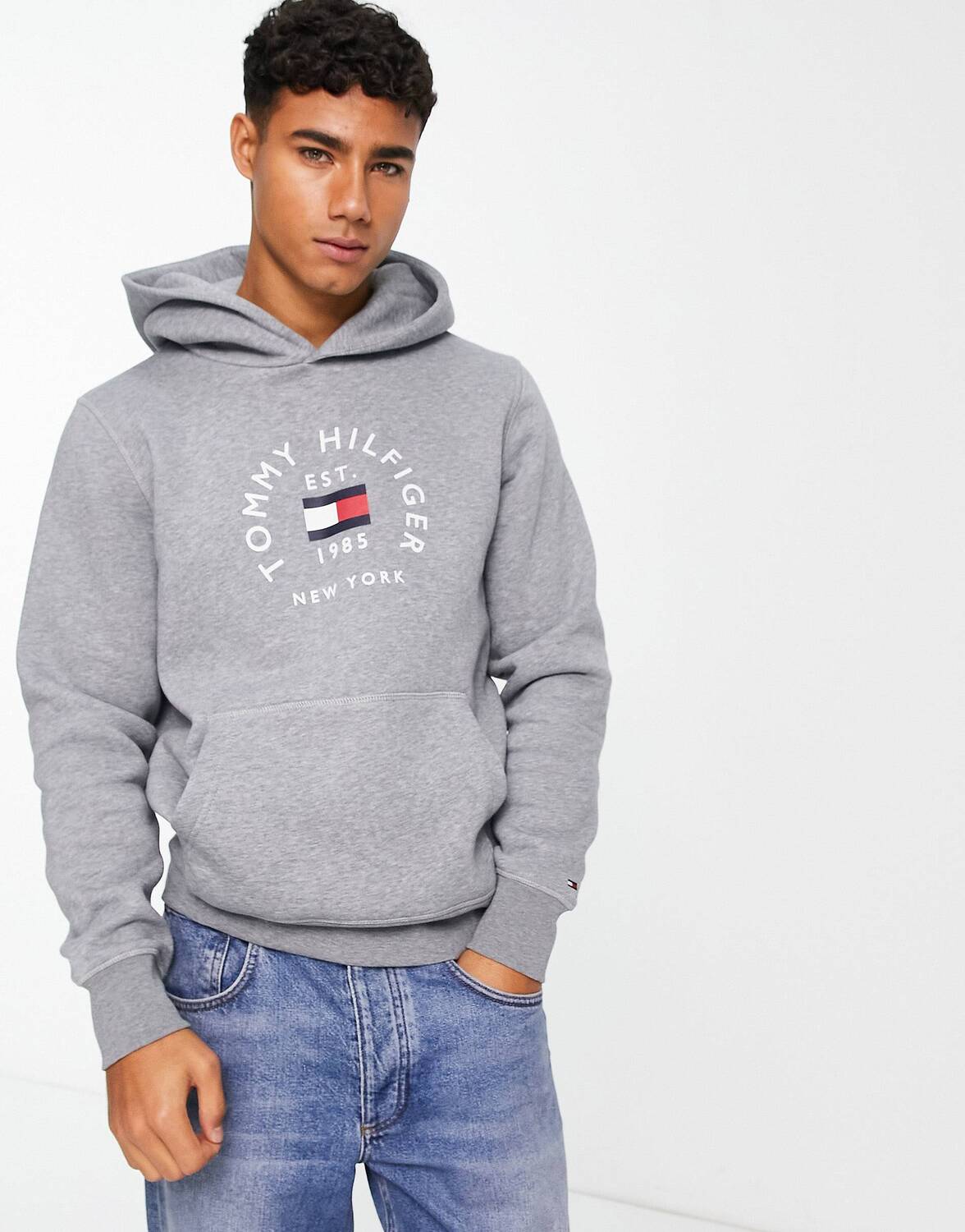 

Худи серого меланжевого цвета с логотипом Tommy Hilfiger