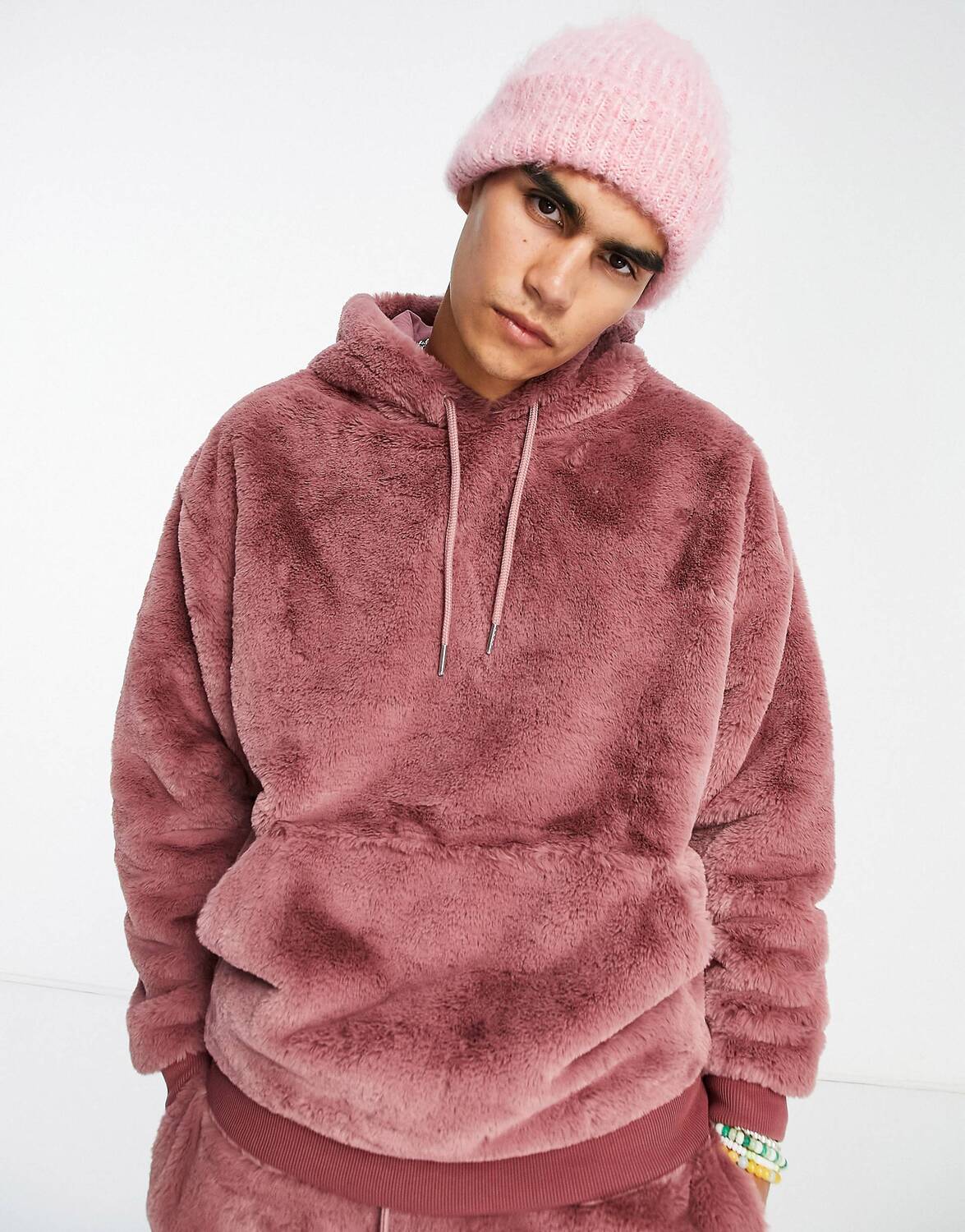 

Худи оверсайз из розового искусственного меха ASOS DESIGN, Розовый