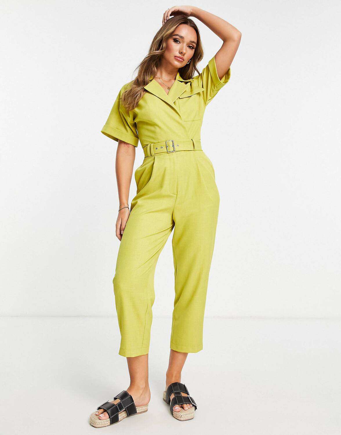

Зеленый комбинезон ASOS DESIGN с поясом и поясом ASOS DESIGN