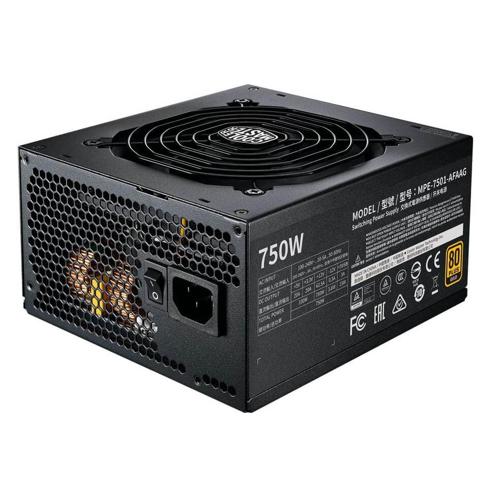 Блок питания Cooler Master MWE Gold V2 Full Modular 750W, 750Вт, 120мм, черный, retail [‎MPE-7501-AFAAG-US] - фото